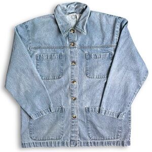 VINTAGE Cabin Creek Classic Chore Button Down Square Pocket Denim Jacket Large P